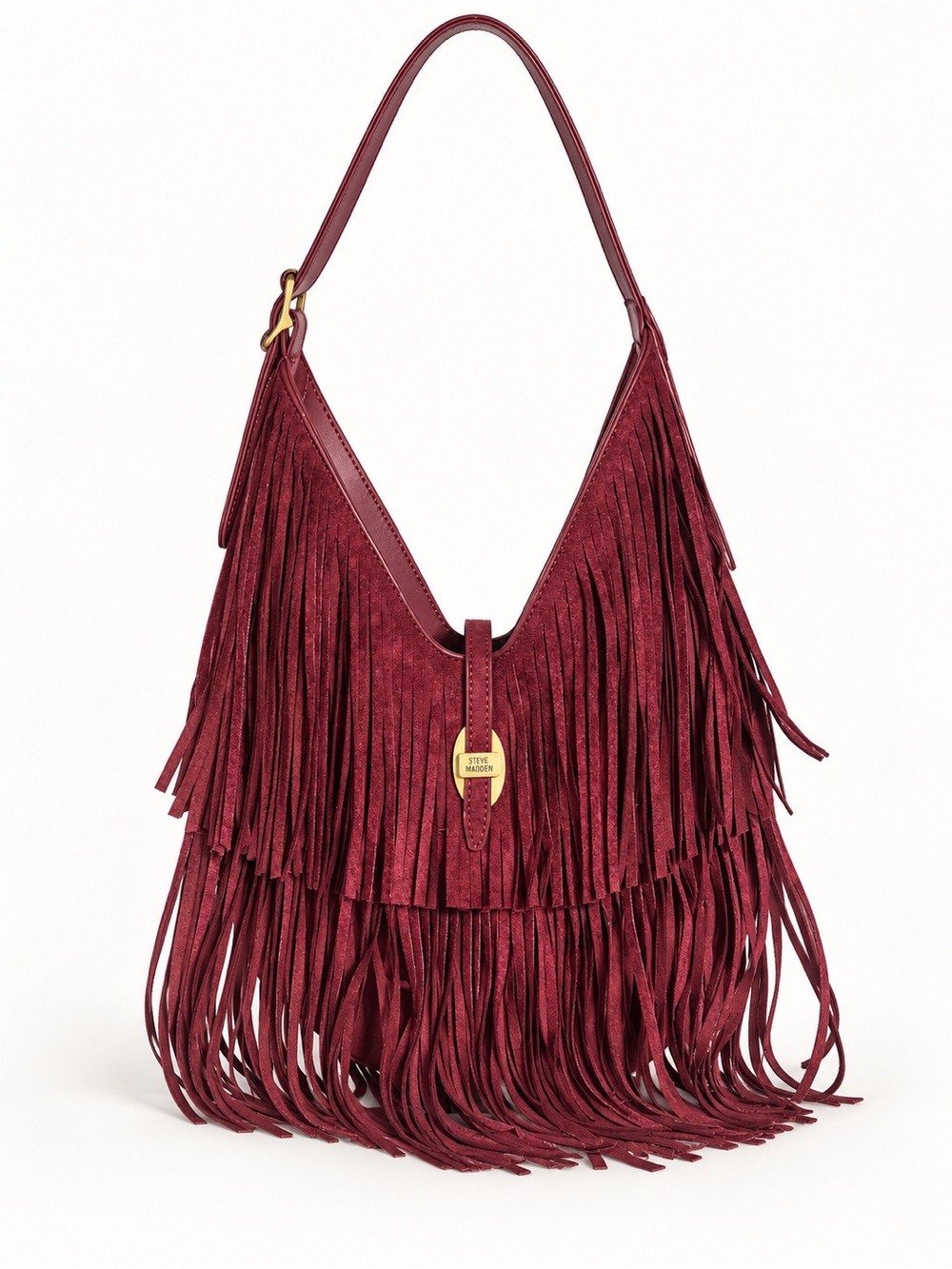 Steve Madden Bhetty Fringe Hobo in Burgundy